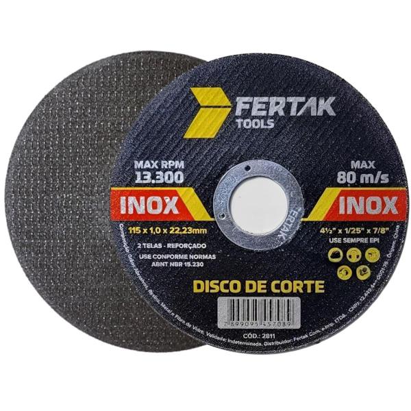 Imagem de Disco Corte Metal Aço Inox Ferro Esmerilhadeira 115X1X22Mm