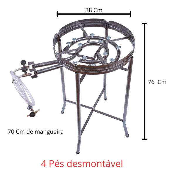 Imagem de Disco De Arodo 45 Cm Fogareiro 12 Bocas Tampa Garfo Pegador