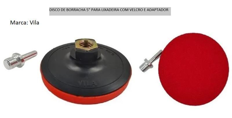 Imagem de DISCO DE BORRACHA 5" PARA LIXADEIRA COM tiras autocolantes E ADAPTADOR