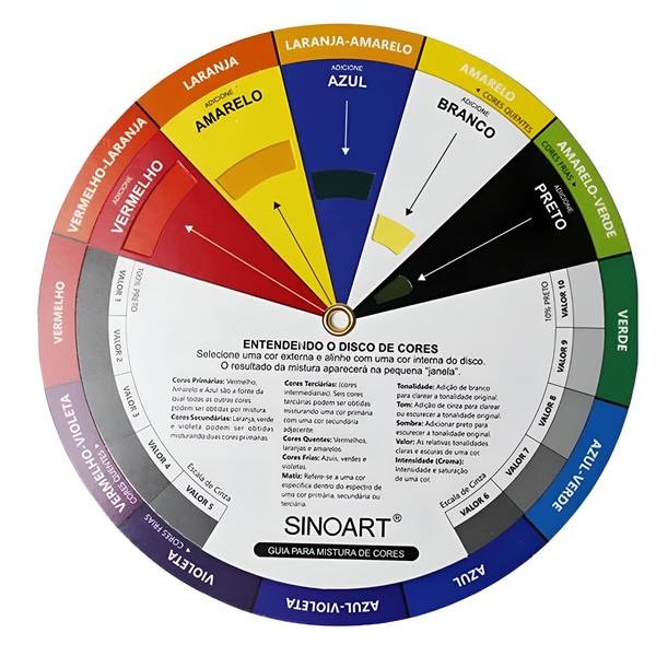 Imagem de Disco de Cores Círculo Cromático Sinoart Pequeno 13cm Sfa238-d14