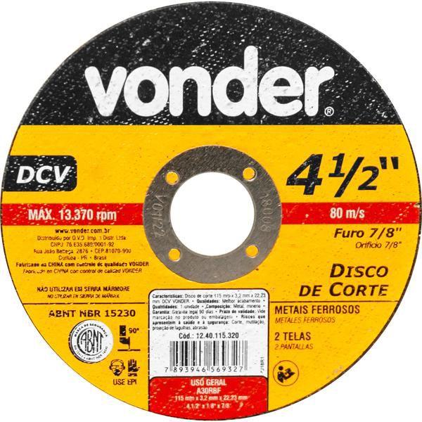 Imagem de Disco de Corte 115,0X3,2X22,23 DCV - Vonder