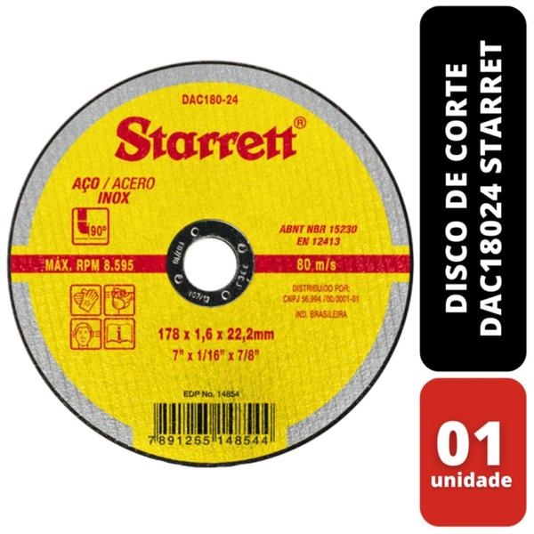 Imagem de Disco de Corte 178x1,6 x 22,2mm DAC18024 Starret