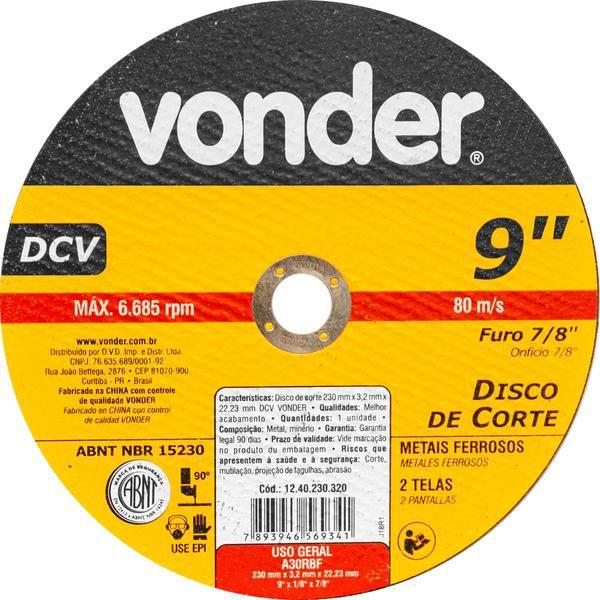 Imagem de Disco de Corte 230,0X3,2X22,23 DCV - Vonder