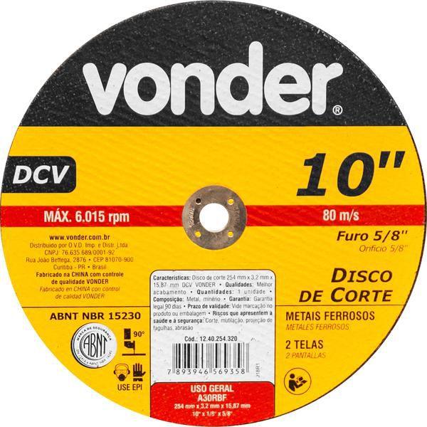 Imagem de Disco de Corte 254,0X3,2X15,87 DCV - Vonder