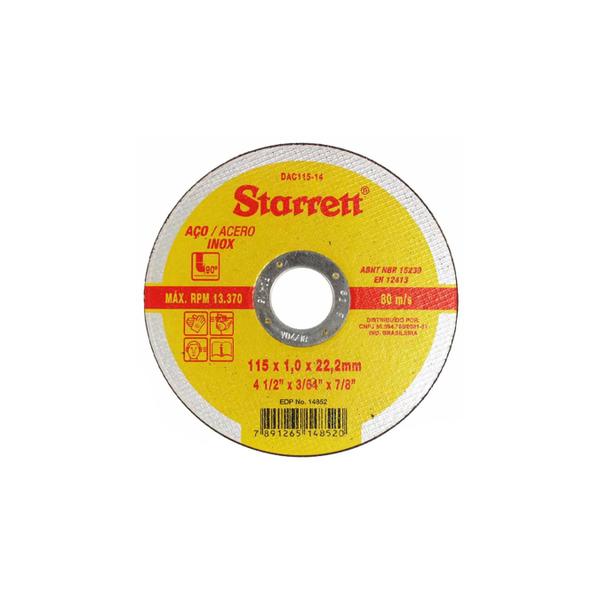 Imagem de Disco de Corte 4.1/2 Pol. Para Aço Inox - Starrett-dac115-14