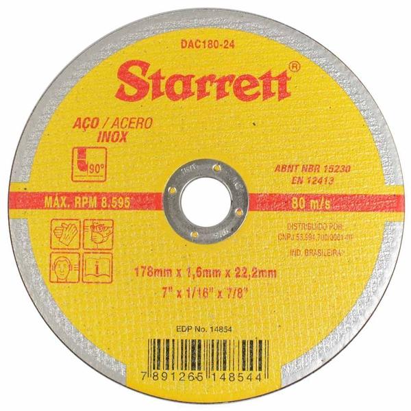 Imagem de Disco de Corte 7X1,6MMX7/8 DAC180-24 STARRETT