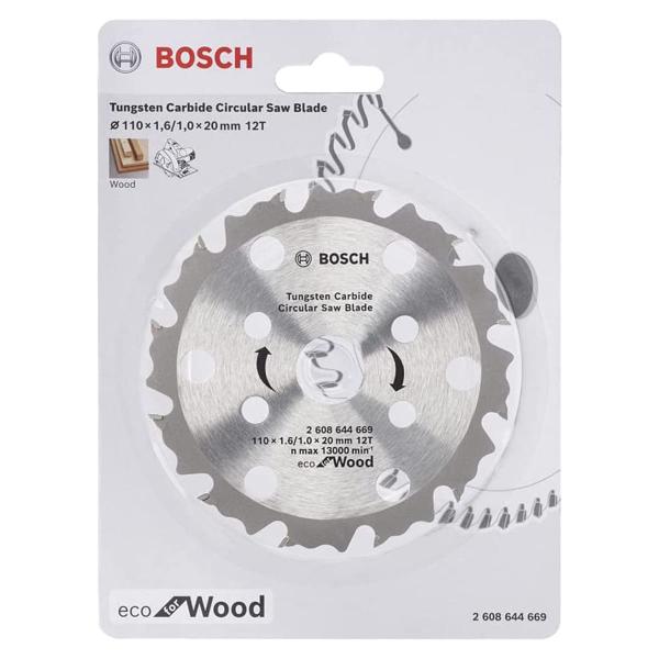 Imagem de Disco de Corte Bosch p/ Serra c/ 12 Dentes 4.1/2" (110 mm x 20 mm x 1,6) Coolteq Eco For Wood 2 608 644 669