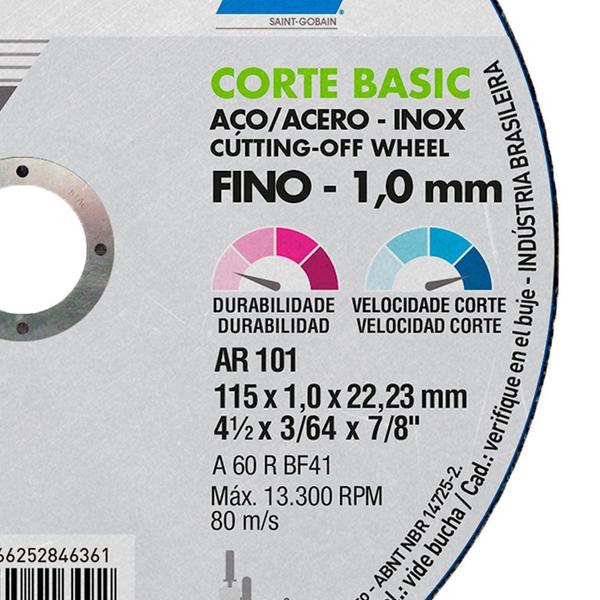 Imagem de Disco de Corte Classic 115 x 1 x 22,23mm para Metais e Aço - NORTON-66252846361