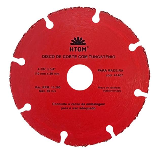 Imagem de Disco De Corte Com Tungstênio para Madeira 110mm Htom