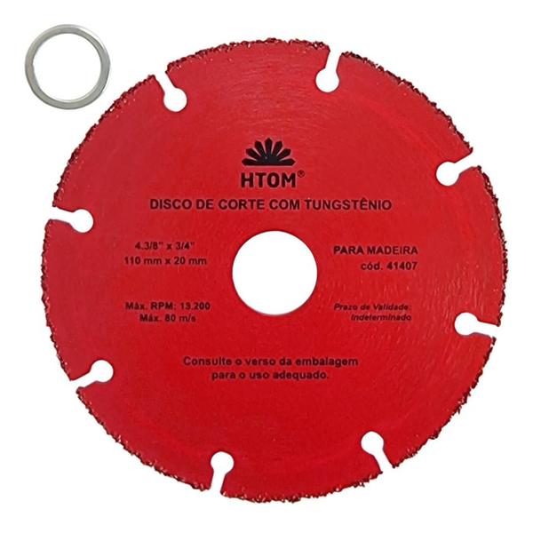 Imagem de Disco De Corte Com Tungstênio para Madeira 110mm Htom