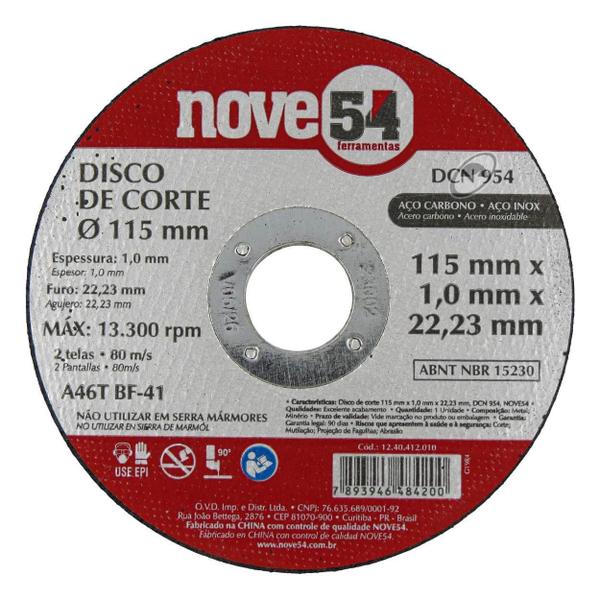 Imagem de Disco de Corte Dcn 954 115mm x 1,0mm - 10 Unidades