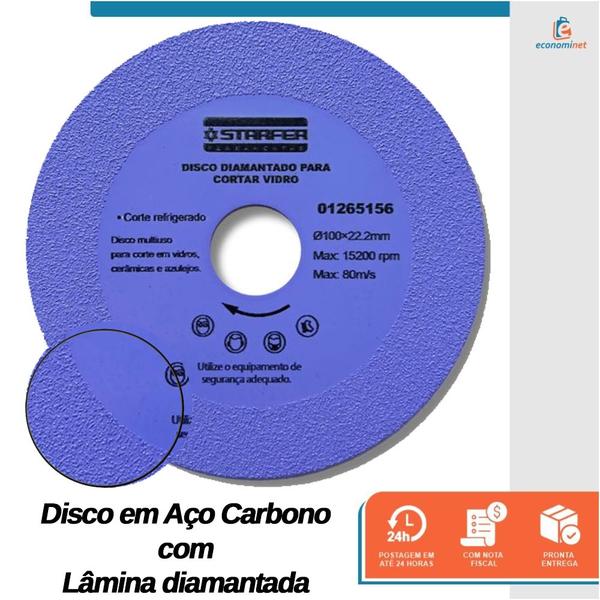 Imagem de Disco de Corte Diamantado para Vidro Cerâmica Azulejos 100x22mm