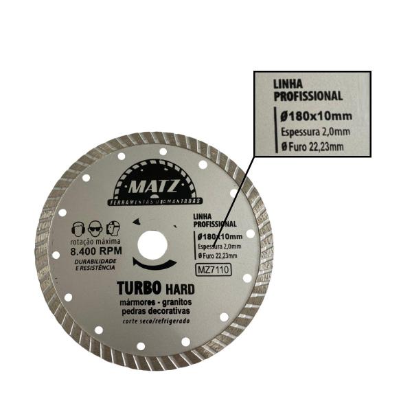 Imagem de Disco De Corte Diamantado Turbo Hard 10mm 180x22,23mm Matz