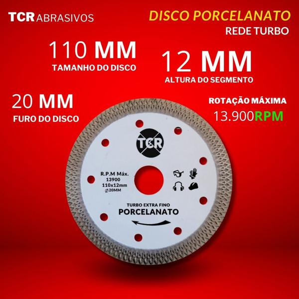 Imagem de Disco De Corte Diamantado Turbo Rede Branco 114x20x10mm Pro