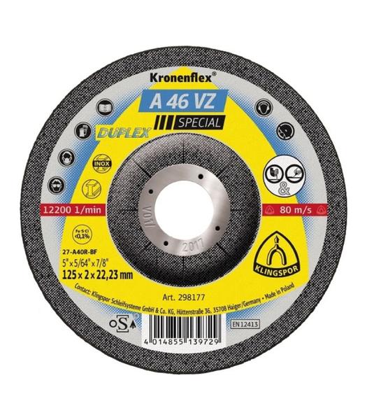 Imagem de Disco de Corte e Desbaste 4.1/2" Kronenflex A46VZ Klingspor para Esmerilhadeira