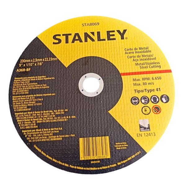 Imagem de Disco de Corte Fino 9 Pol X 2,5mm Metal Inox STANLEY 50 Unid