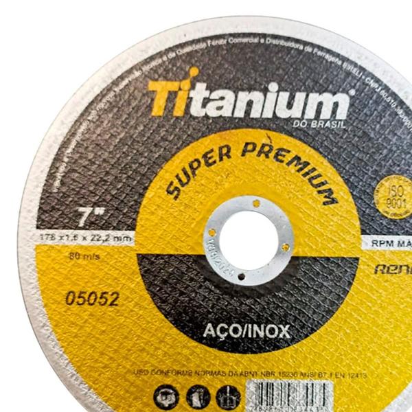 Imagem de Disco de corte fino para metal e inox 7" x 7/8" x 1,6 mm - Super Premium - Titanium