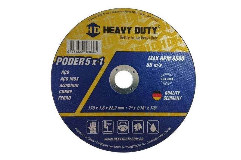 Imagem de Disco De Corte Inox 7'' 1,6mm 5x1 Heavy Duty - Kit 50 Peças