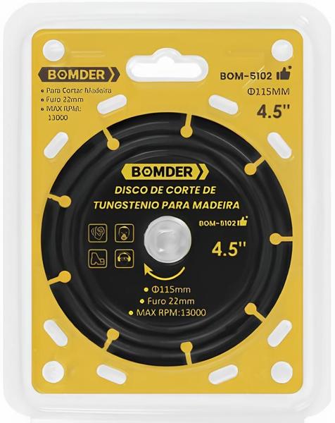 Imagem de Disco de Corte Madeira Tungstenio Kit 5 Unidades Bomder