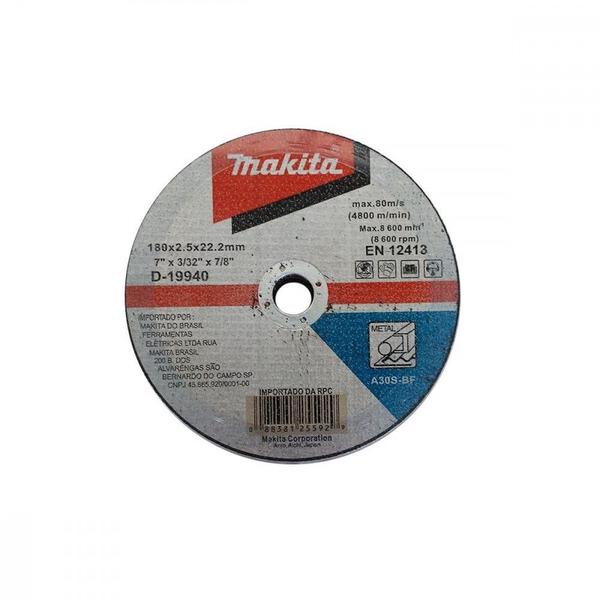 Imagem de Disco De Corte Para Ferro Makita  7 X 3/32 X 7/8   D-19940-10 . / Kit C/ 10