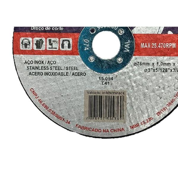 Imagem de Disco De Corte Para Inox Disflex Extra Fino 3''X1,0X3/8   15.054 ./ Kit Com 10