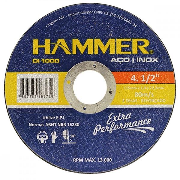 Imagem de Disco De Corte Para Inox Hammer 4.1/2''X1.0Mm  Gydi1000