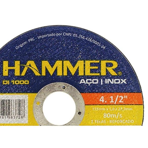 Imagem de Disco De Corte Para Inox Hammer 4.1/2''X1.0Mm  Gydi1000