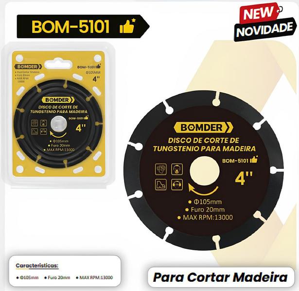 Imagem de Disco de Corte para Madeira em Tungstenio 4" Bomder Furo 20mm