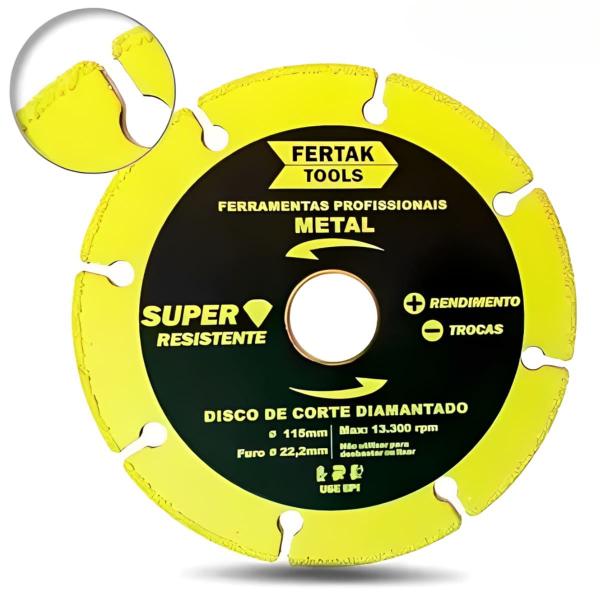 Imagem de Disco de Corte Para Metal Diamantado Segmentado 115x22mm  Fertak