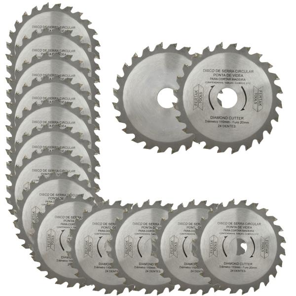 Imagem de Disco De Corte Serra Circular Para Madeira 24 Dentes 110X20mm  Fertak  Kit 50 Un