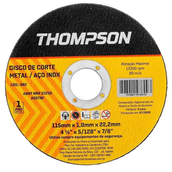 Imagem de Disco de Corte Thompson 7P 178X1,6X22,2mm Aço/Inox  Embalagem com 10 Unidades