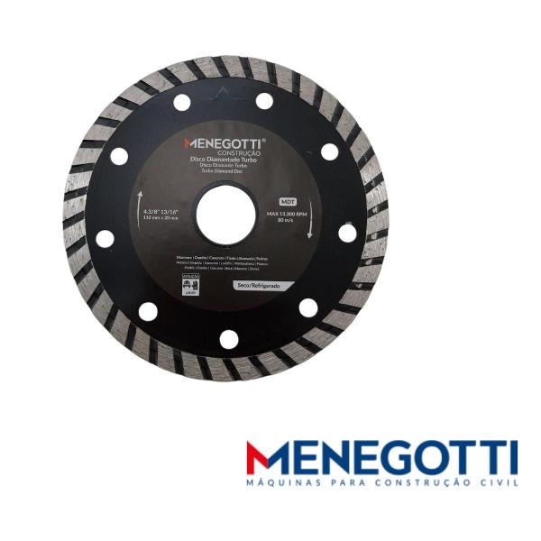 Imagem de Disco de Corte Turbo MDT 110x20mm Menegotti 4.3/8"x13/16" 5x