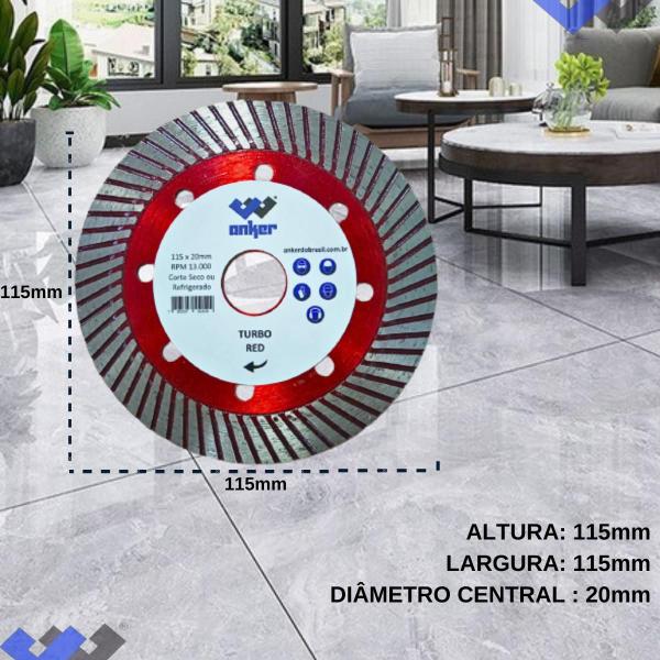 Imagem de Disco de Corte Turbo Red para Esmerilhadeira 115x20mm