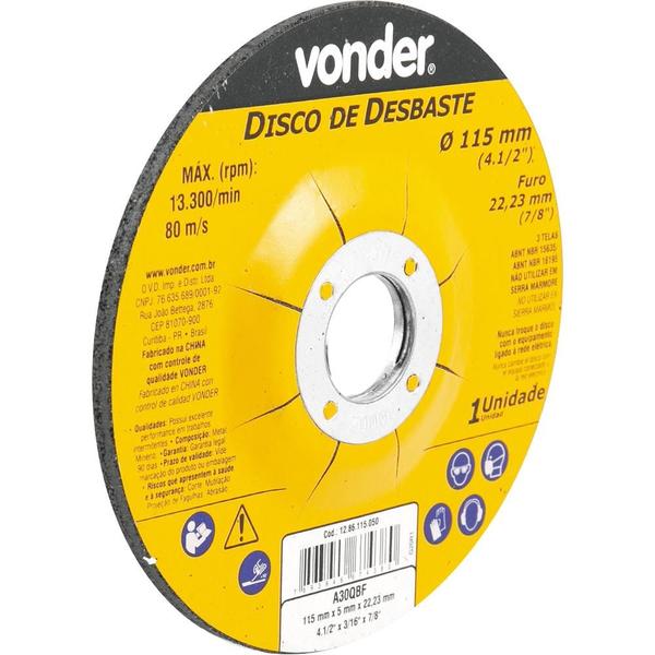 Imagem de Disco de Desbaste 115 mm x 5,0 mm x 22,23 mm Vonder