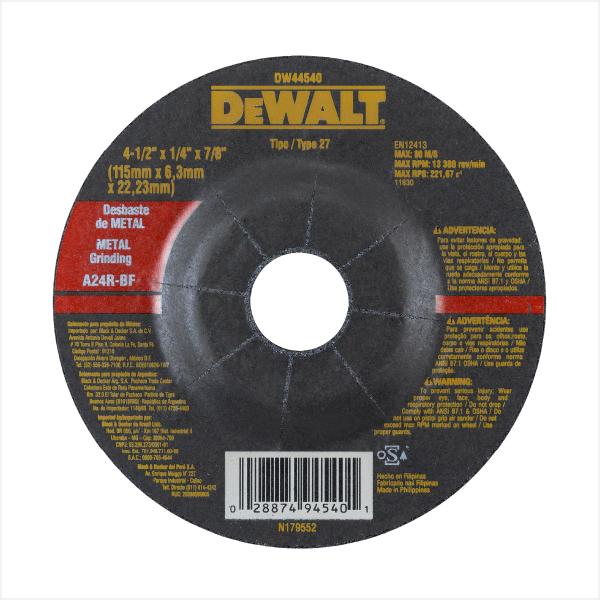 Imagem de Disco de desbaste 115,0 x 6,3 x 22,23 mm DW44540 - DeWalt