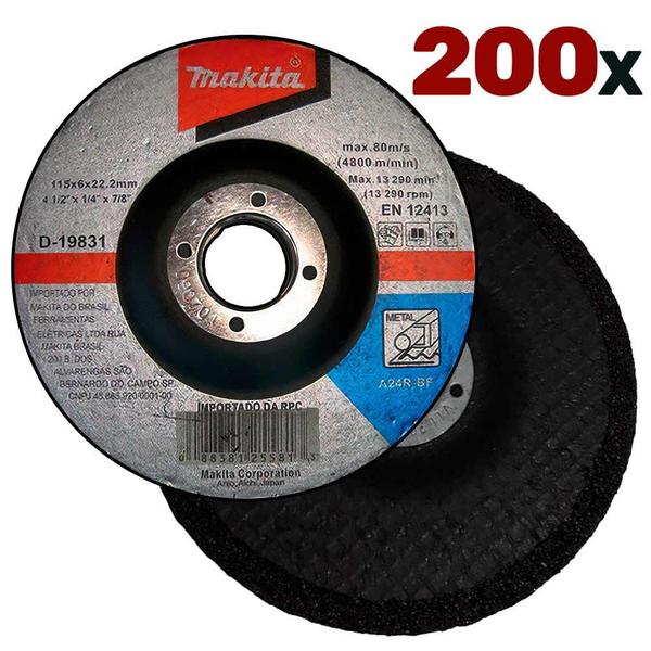 Imagem de Disco de Desbaste 4.1/2 POL 115 MM para Metal D-19831-5 Kit 200 Unidades MAKITA