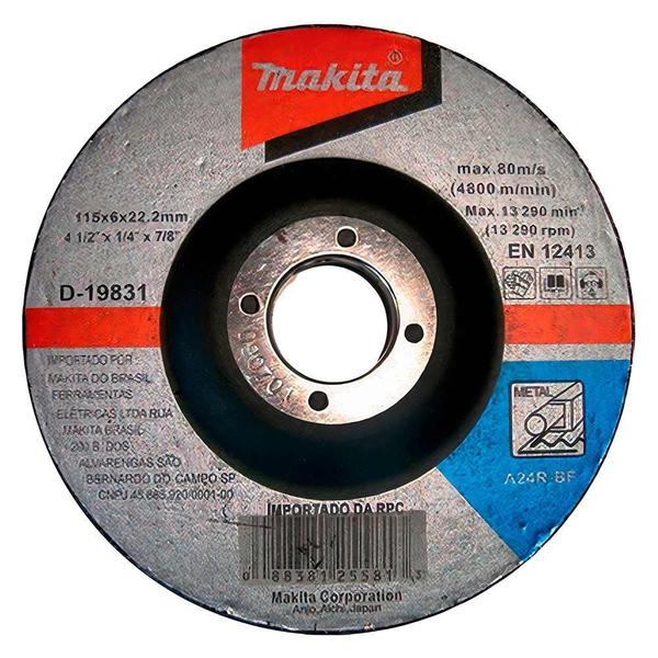 Imagem de Disco de Desbaste 4.1/2 POL 115 MM para Metal D-19831-5 Kit 200 Unidades MAKITA