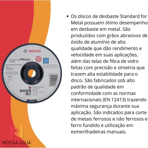 Imagem de Disco de Desbaste Standard for Metal 180x6,0mm C/ 10 Pçs Bosch