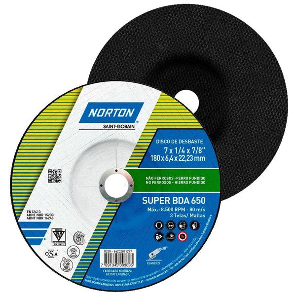 Imagem de Disco De Desbaste Super Não Ferrosos 180x6,4x22,23mm Norton BDA650 66252841277