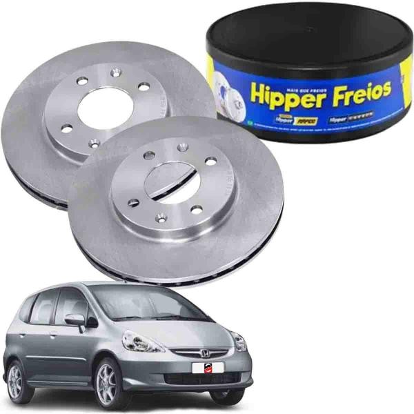 Imagem de Disco De Freio Dianteiro Ventilado Honda Fit 1.4 1.5 2003 2004 2005 2006 2007 2008 Original Hipper Freios 240mm 4 Furos