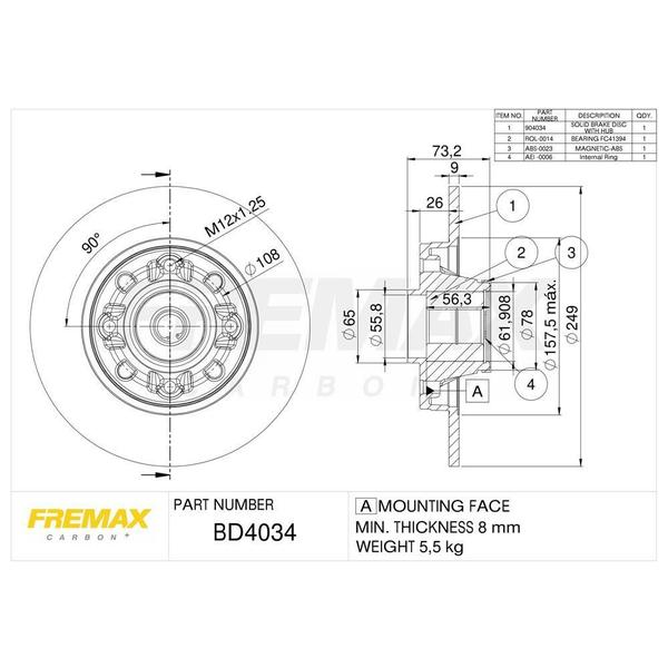 Imagem de Disco De Freio Solido Traseiro Fremax / C4 Lounge / 408 / C4