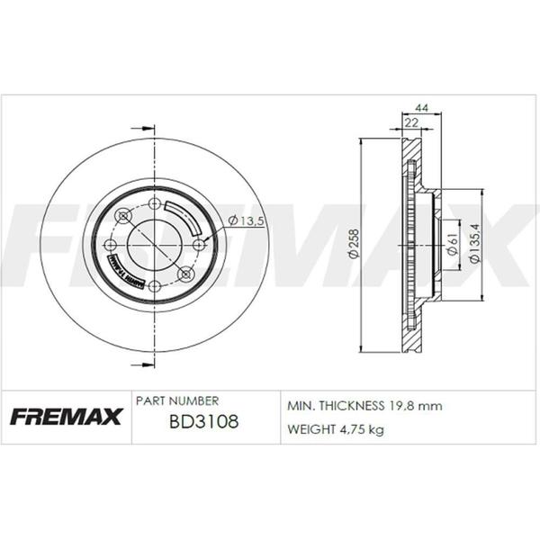 Imagem de Disco De Freio Ventilado Dianteiro - Fremax    - BD3108