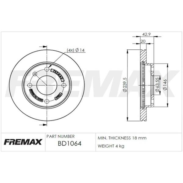 Imagem de Disco De Freio Ventilado Fremax Fiesta/Escort/Ka - BD1064