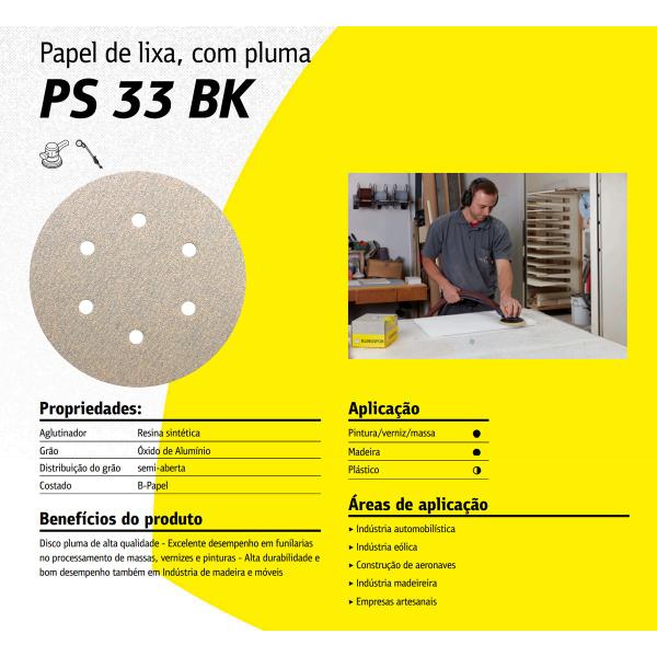 Imagem de Disco de Lixa Abrasiva 125mm PS33CK/BK 5 Furos Klingspor Pintura, Verniz, Massa, Madeira