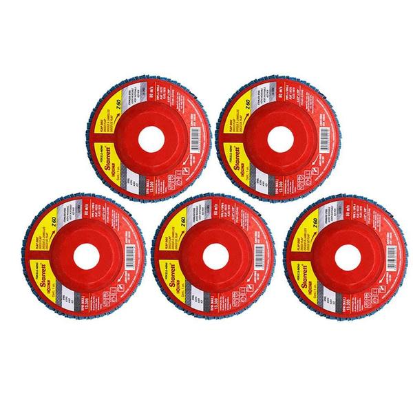 Disco de Lixa Flap 4.1/2 POL Grana 60 Com 5 Unidades STARRETT Imagem de Disco de Lixa Flap 4.1/2 POL Grana 60 Com 5 Unidades STARRETT