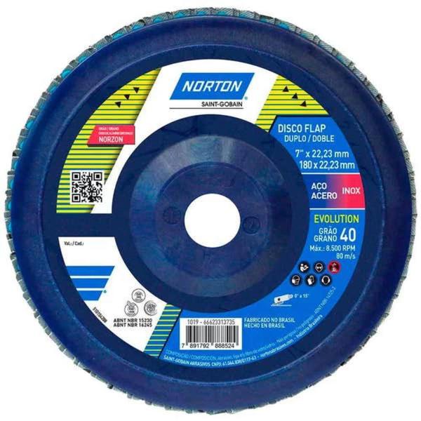 Disco de Lixa Flap 7 POL Grão 40 com 5 Unidades NORTON Imagem de Disco de Lixa Flap 7 POL Grão 40 com 5 Unidades NORTON