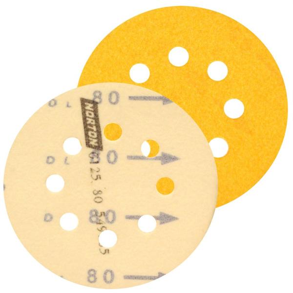 Imagem de Disco de Lixa para Madeira G125 Grão 80 127mm com 8 Furos 5 Peças - 5539544838 - NORTON