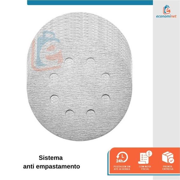 Imagem de Disco De Lixa Tiras aderentes Branco 125Mm Grão 180 Starfer 10