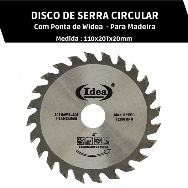 Imagem de Disco De Serra Circular Para Madeira 4 3/8 24 Dentes 110mmx20mm
