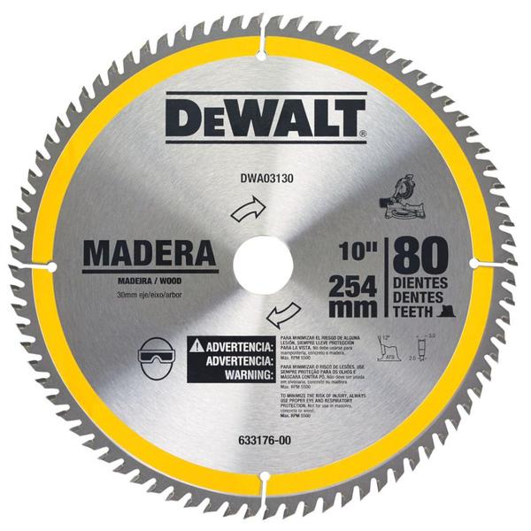 Imagem de Disco de serra para madeira 10" x 30 mm x 80 dentes - Dewalt